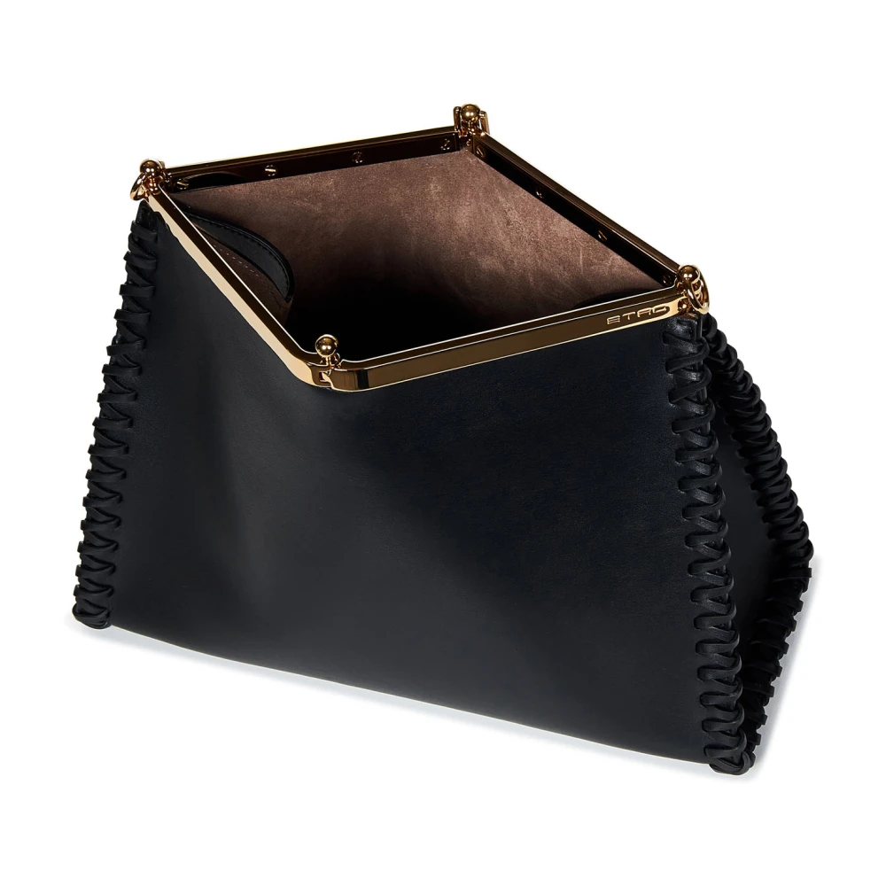 ETRO Zwarte leren schoudertas met sluiting Black Dames