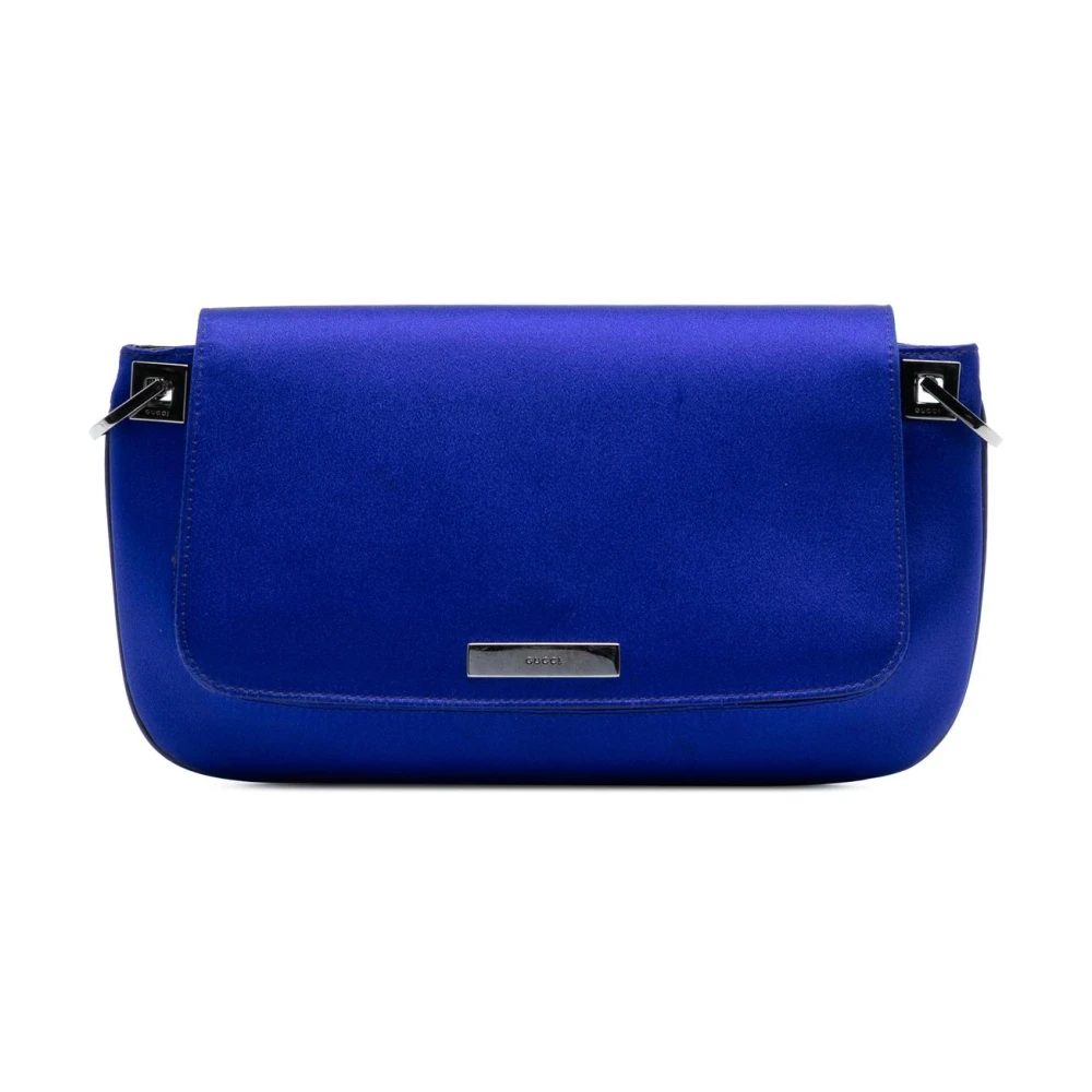 Gucci Vintage Women's Blue Pre-Owned Satin Flap Bag
