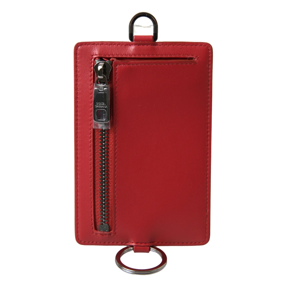 Dolce & Gabbana Rood leren keycord kaarthouder Red Unisex