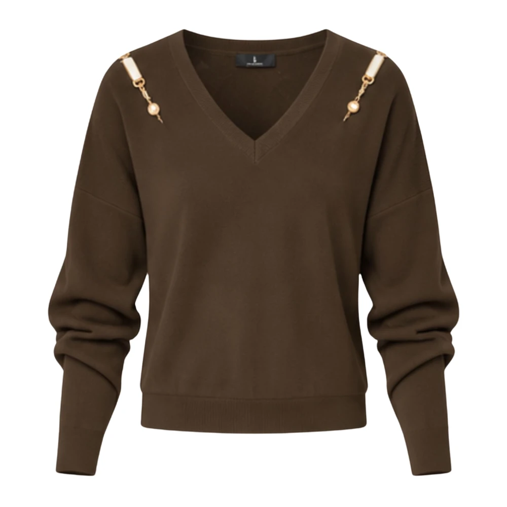 Fracomina Donna Marrone - Maglia Scollo A V - Knitwear - S