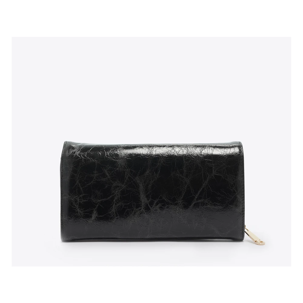 Marc Ellis Glanzende Ketting Clutch Knop Sluiting Tas Black Dames