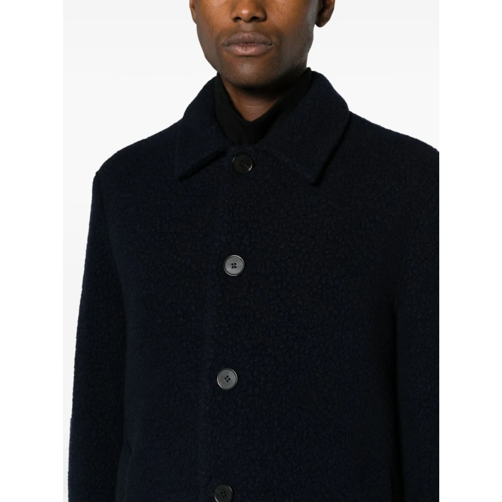 Harris Wharf London Navy blauwe wollen jas Blue Heren