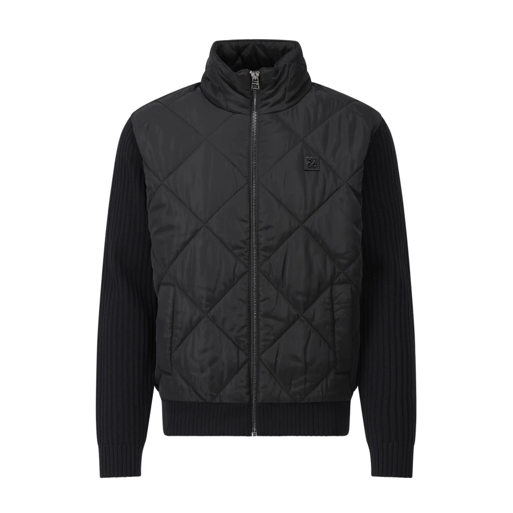 Hugo Boss Zwarte Gewatteerde Fullzip Jas Sybon Black Heren