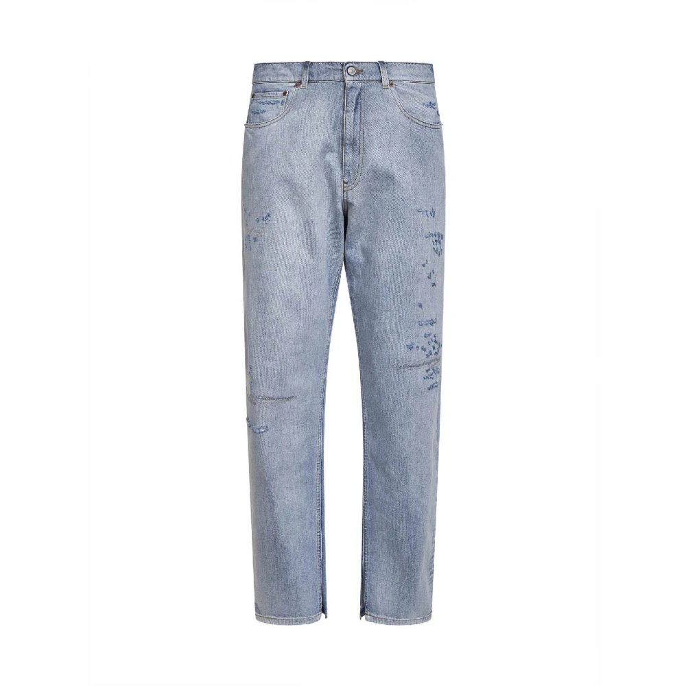 Mm6 Maison Margiela Men's Blue Used-Effect Jeans