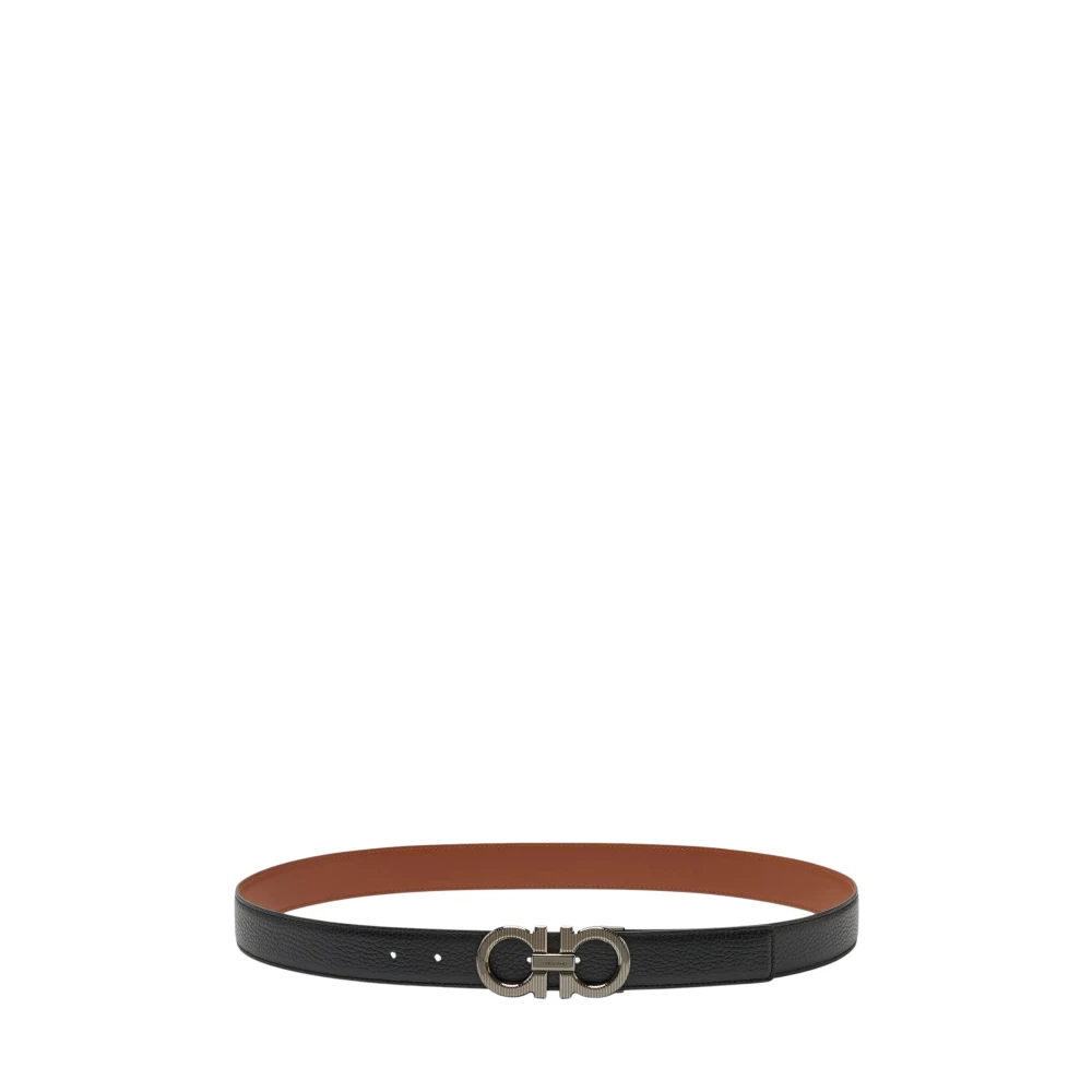 Ferragamo Mannelijk Zwart Accessoires Heren, 95 Cm, Leer, Double Adjus Riem