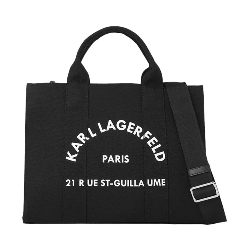 Karl Lagerfeld Zwarte vierkante tote tas met bedrukt logo Black Dames