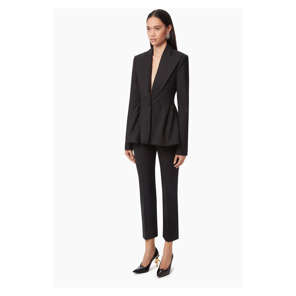 Nina Ricci Wool Gabardine Peplum Blazer Black Dames