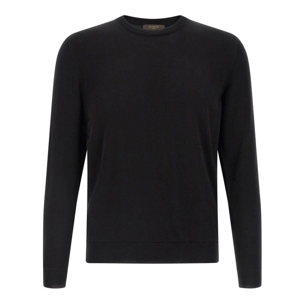 Zanone Men's Black Round-Neck Knitwear, Xl, Knitwear