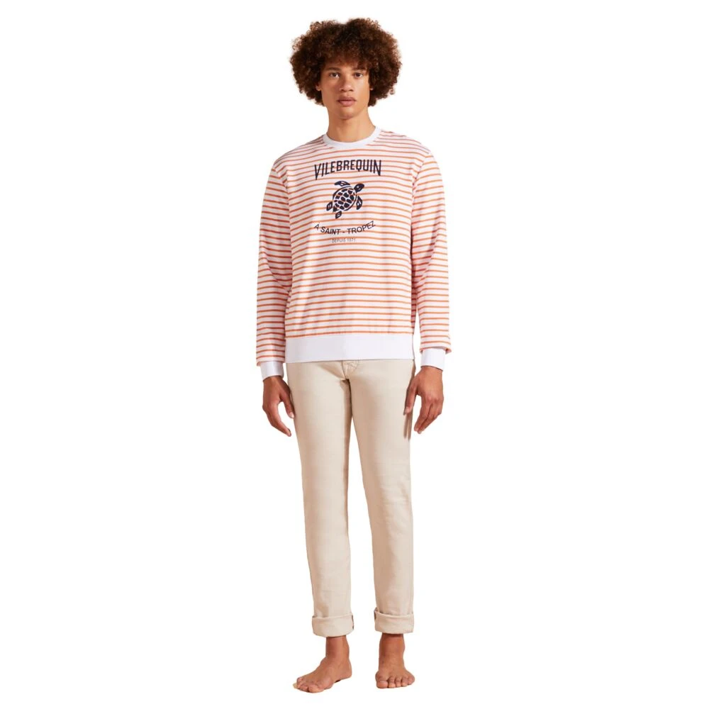 Vilebrequin Gestreept katoenen sweatshirt voor heren Orange Heren