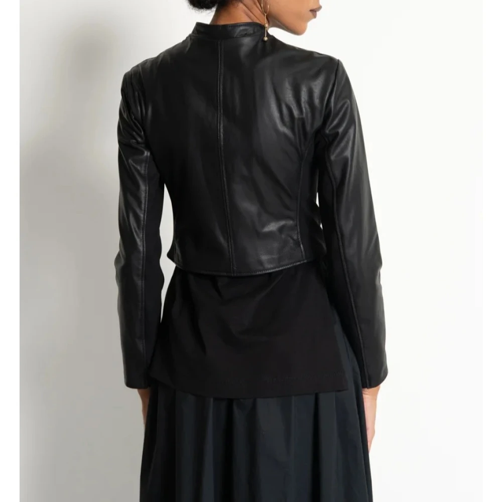Kaos Slim Fit Kort Leren Jas Black Dames