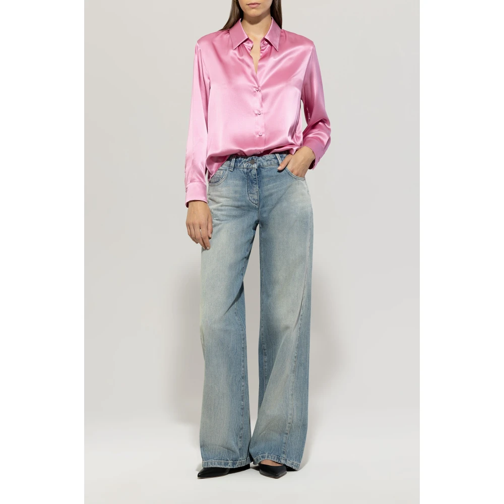 LUISA CERANO Vintage Wideleg Jeans met Destroy Effecten Blue Dames