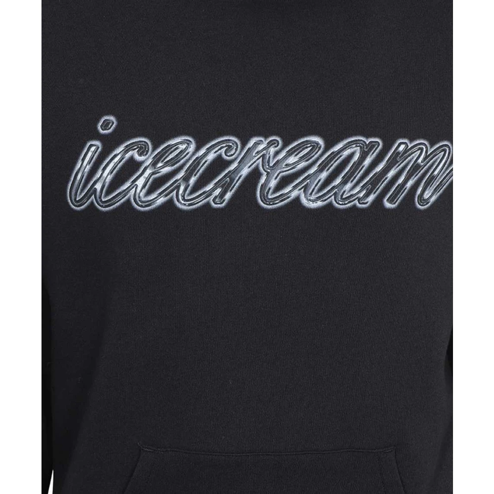Icecream Hoodie met print en ribdetails Black Heren