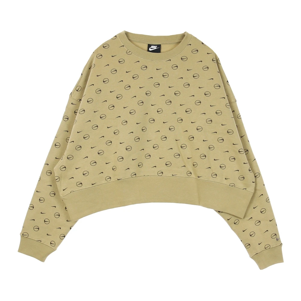 Nike Allover Print Crewneck Sweatshirt voor Vrouwen Beige Dames