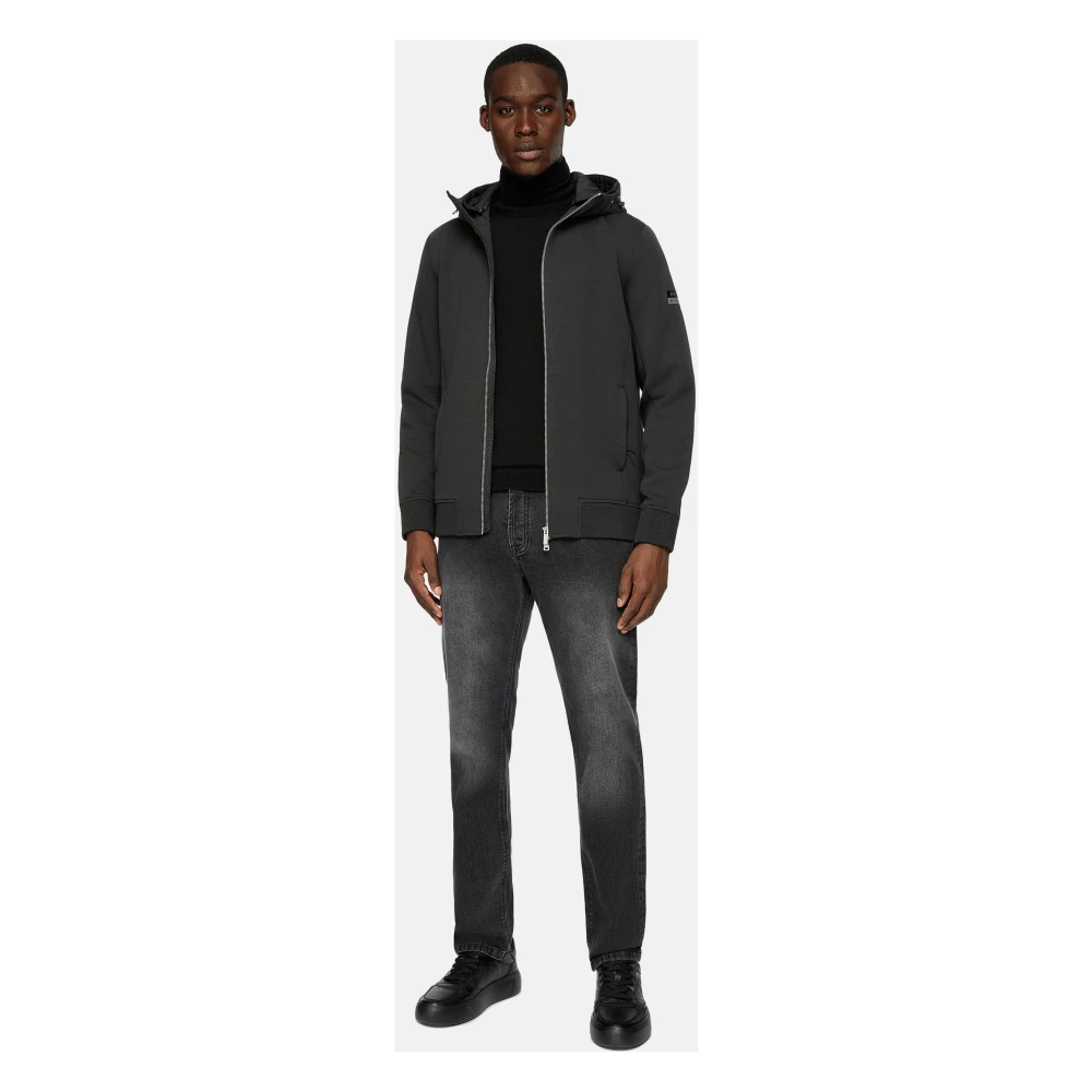 Boggi Milano Full Zip Double Hoodie in Scuba Black Heren