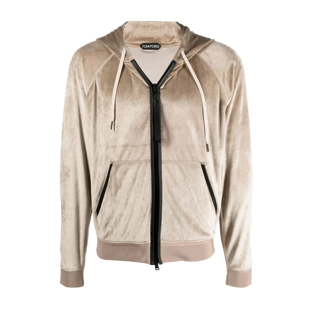 Tom Ford Velours trainingsjack met ritssluiting Beige Heren