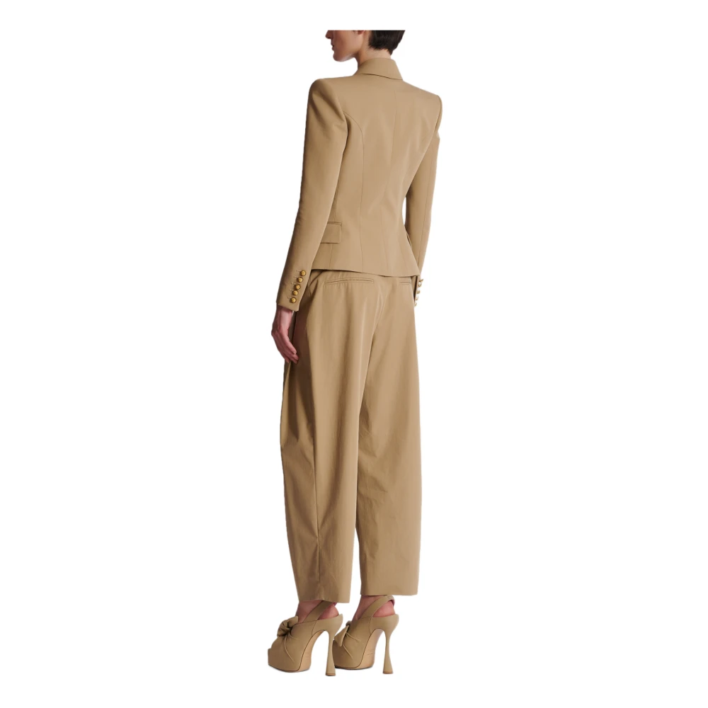 Balmain 6-knoops katoenen jas Beige Dames