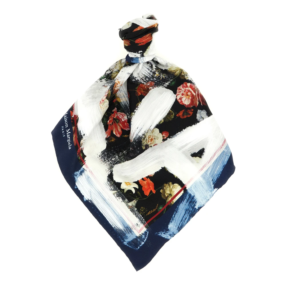 Maison Margiela Vrouw Multicolor Accessoires Dames, Veelkleurig, One Size, Flowers Silk Foulard Square 44