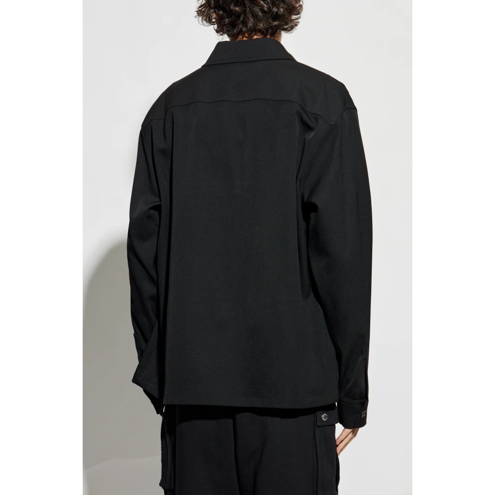 Balmain Overhemd met leren zak Black Heren