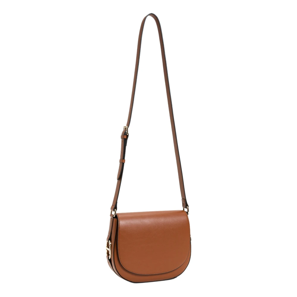 Twinset Bruine leren schoudertas ronde vorm Brown Dames