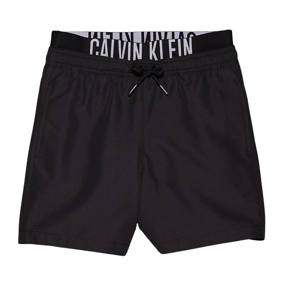 Calvin Klein Jeans Men's Black Beachwear, 8 Y, Medium Double Wb Swim Shorts