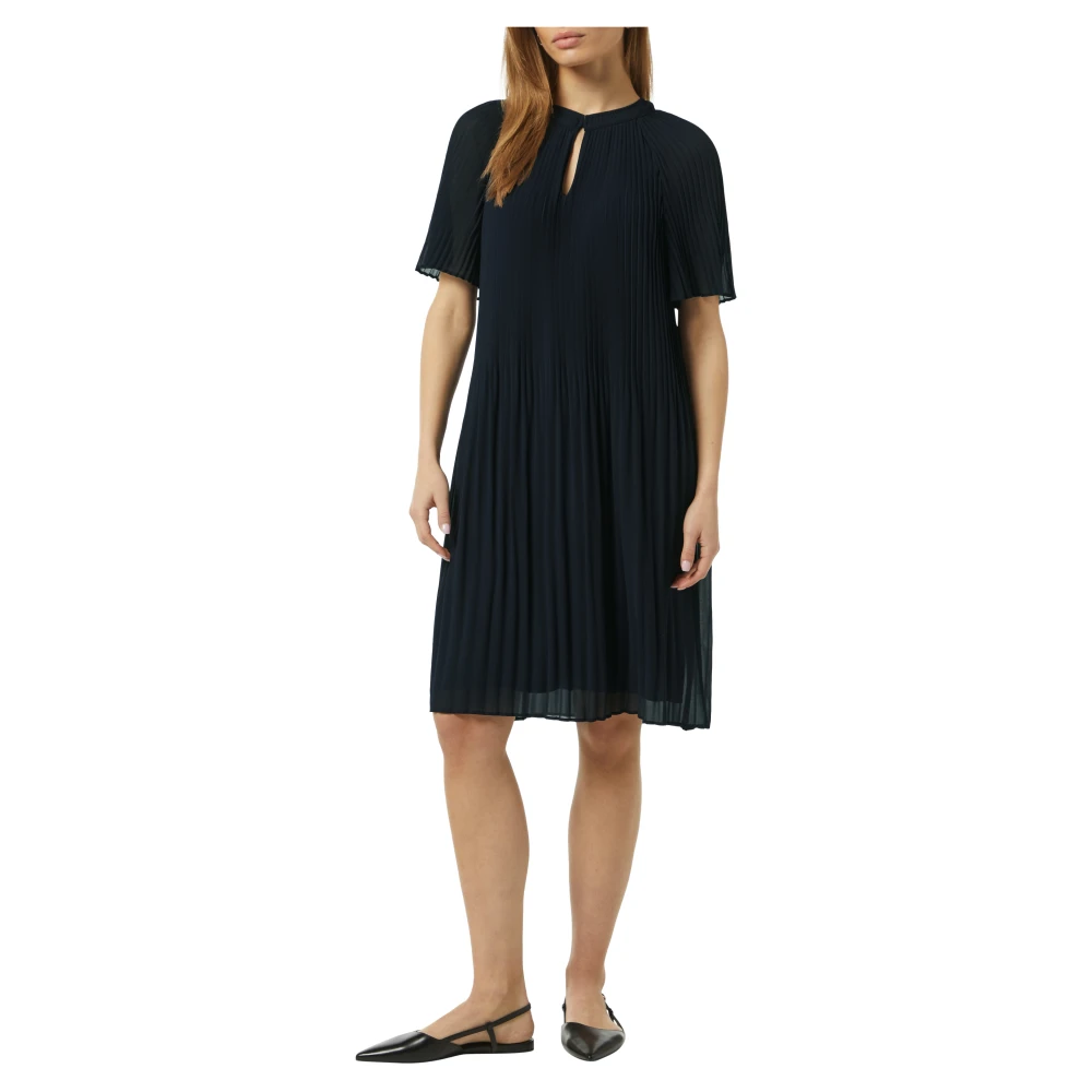 comma Stromende Chiffon Geplooide Jurk Blue Dames