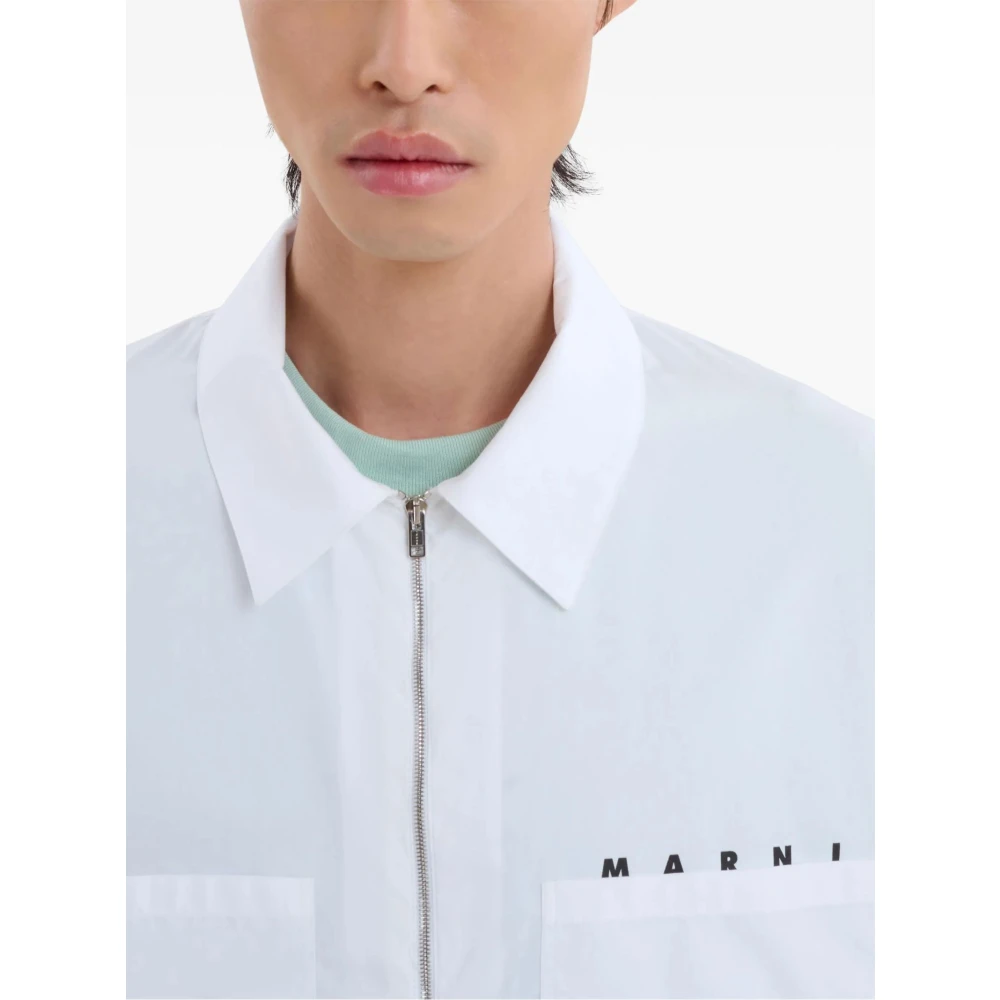 Marni Witte Katoenen Overhemd Lange Mouwen White Heren