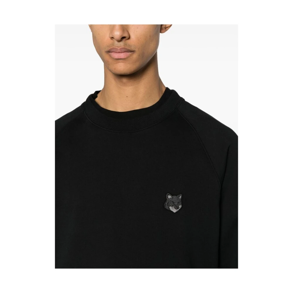 Maison Kitsuné Zwarte Sweatshirt met Vos Motief Black Heren