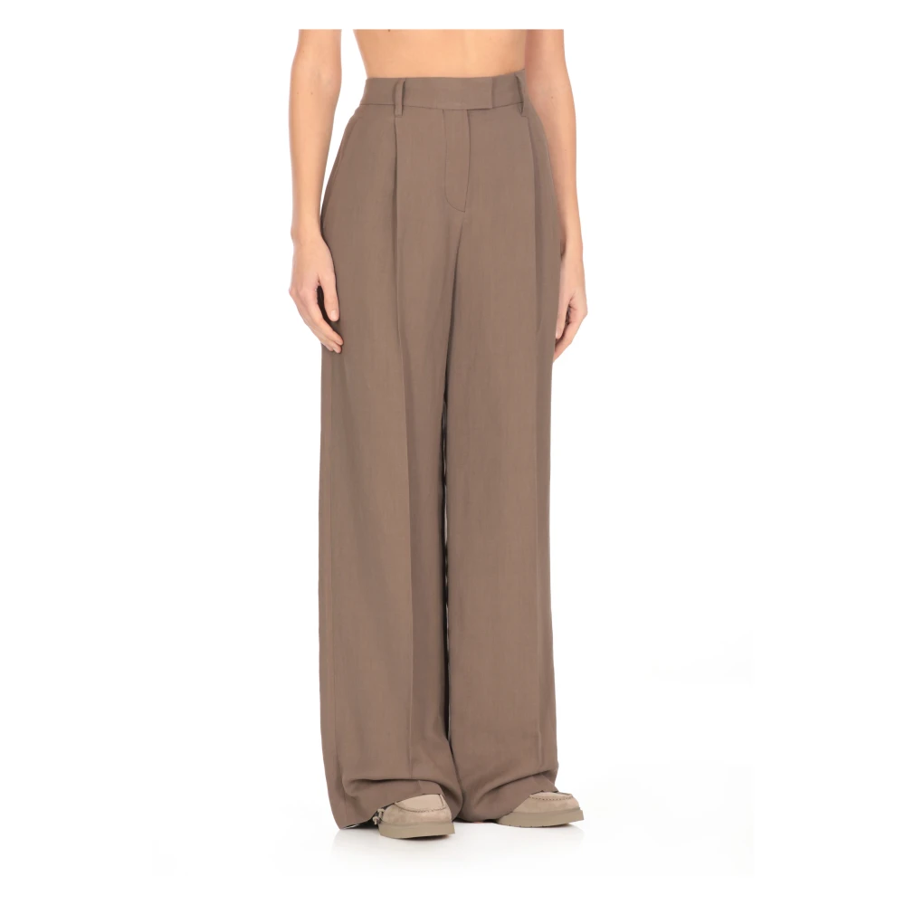 BRUNELLO CUCINELLI Bruin Linnen Viscose Broek Vrouw Brown Dames