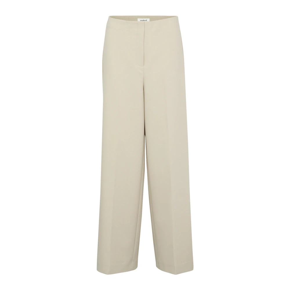 Soaked In Luxury Women's Beige Wide Trousers,, Wide Long Trousers Oatmeal 2XL