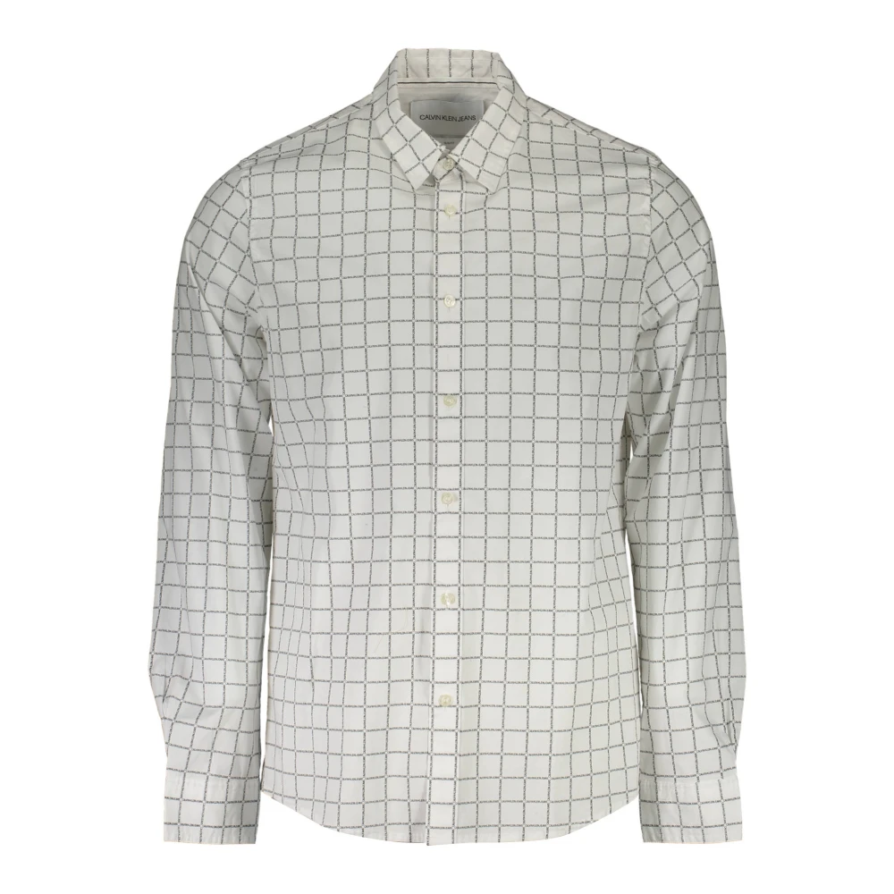 Calvin Klein Men's White Slim Fit Long Sleeve Shirt