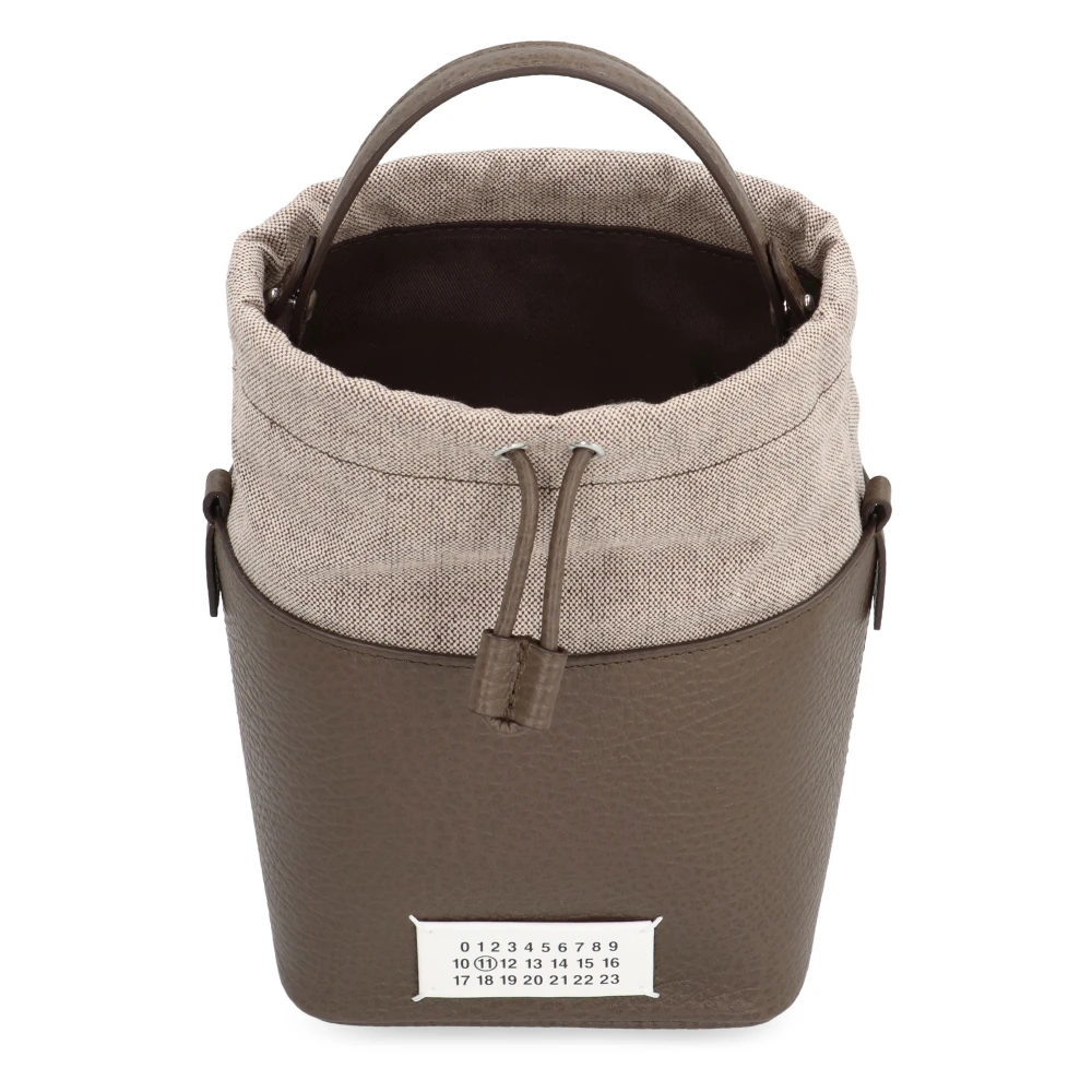 Maison Margiela Leren emmer tas met trekkoordsluiting Brown Dames