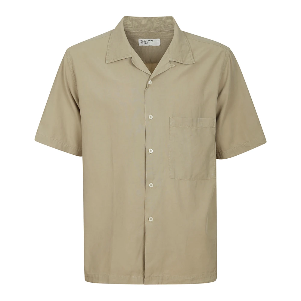 Universal Works Katoenen Overhemd met Korte Mouwen en Zak Beige Heren
