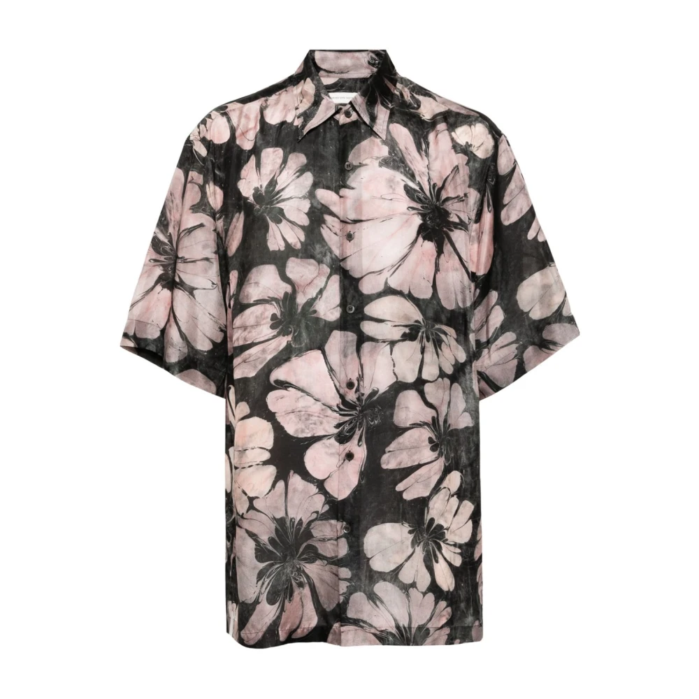 Dries Van Noten Roze Semi-Transparante Knoopshirt Multicolor Heren