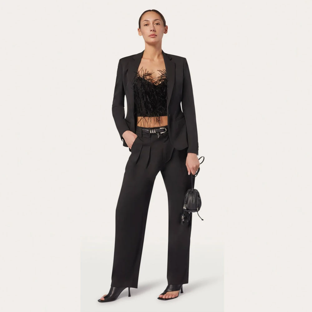 Dondup Wide Trousers Black Dames