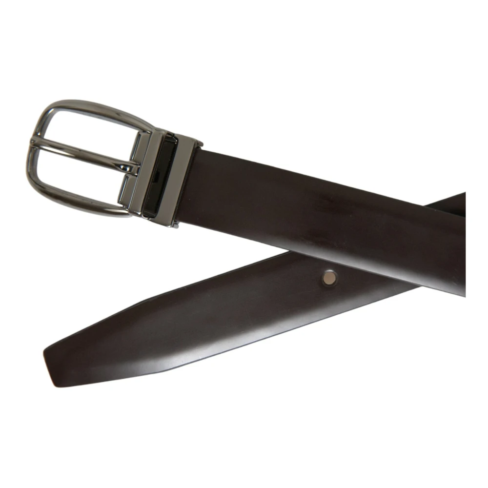 Dolce & Gabbana Elegante leren riem met opvallende gesp Brown Heren