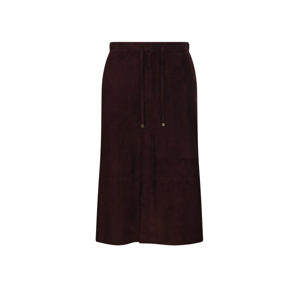 Max Mara Vrouw Bruin Rokken Dames, Xs, Leer, Gazza Leren Rok