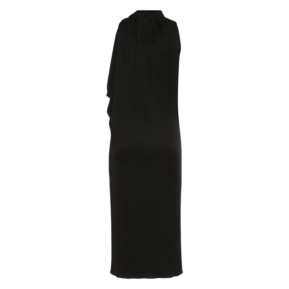 Versace Viscose Jurk met Gedrapeerd Voorpand Black Dames