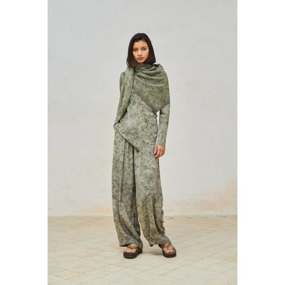 Cortana Zijden Herba Print Top Green Dames