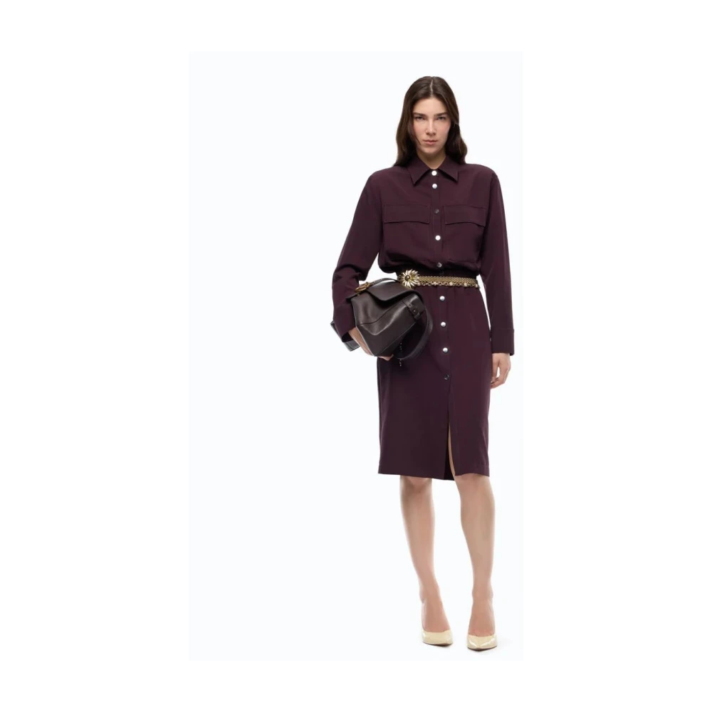Pinko Vrouw Purper Kleedjes Dames, Paars, Xs, Polyester, Midi Blousejurk