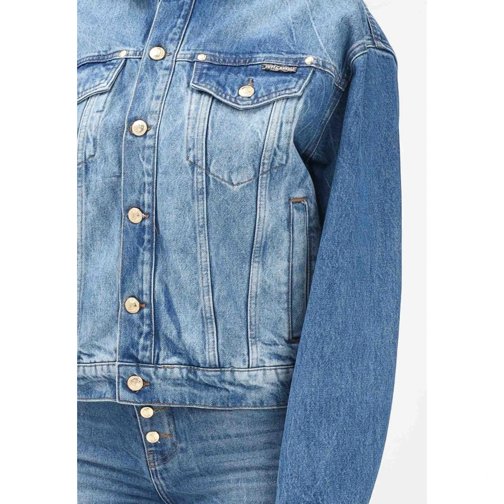 Just Cavalli Blauwe Denim Jack Moderne Vintage Stijl Blue Dames