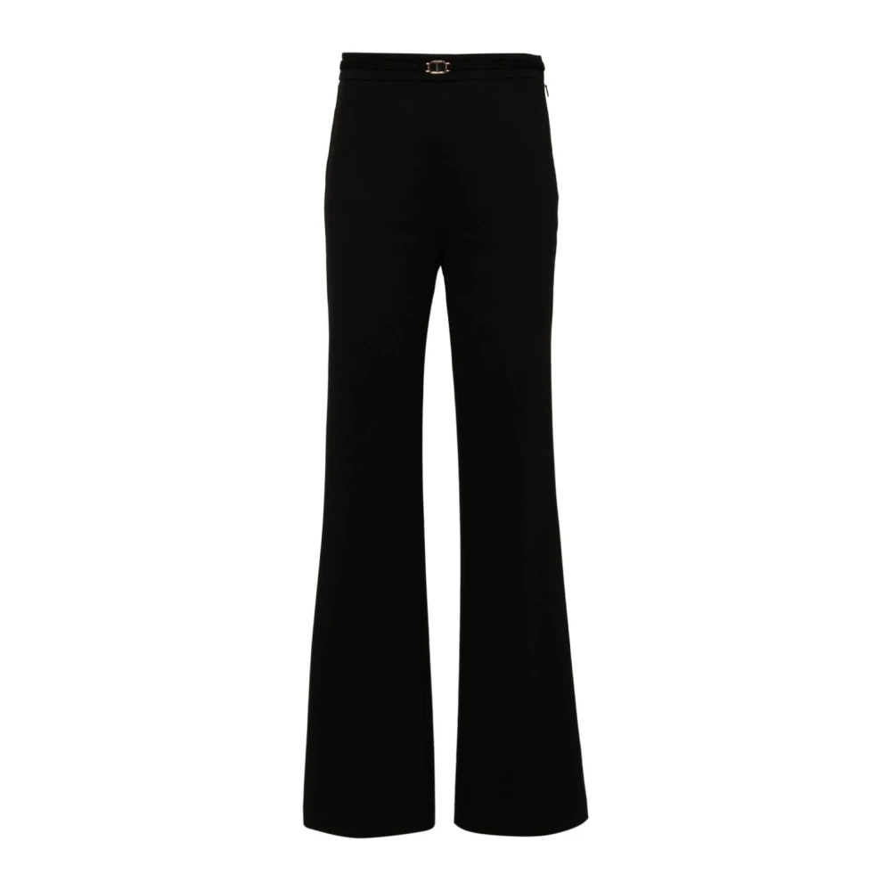 Twinset Zwarte elastische broek met gouden logo Black Dames