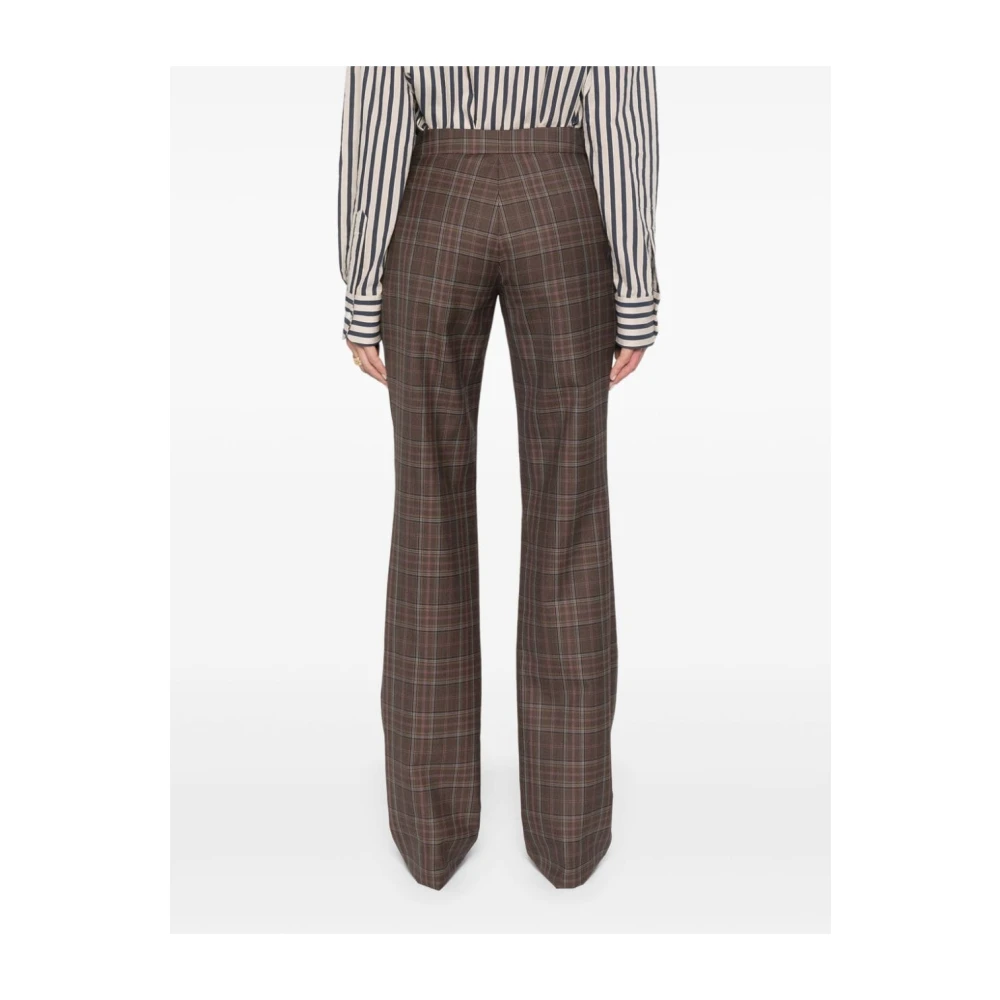 Stella Mccartney Bruine Wollen Geruite Broek Brown Dames