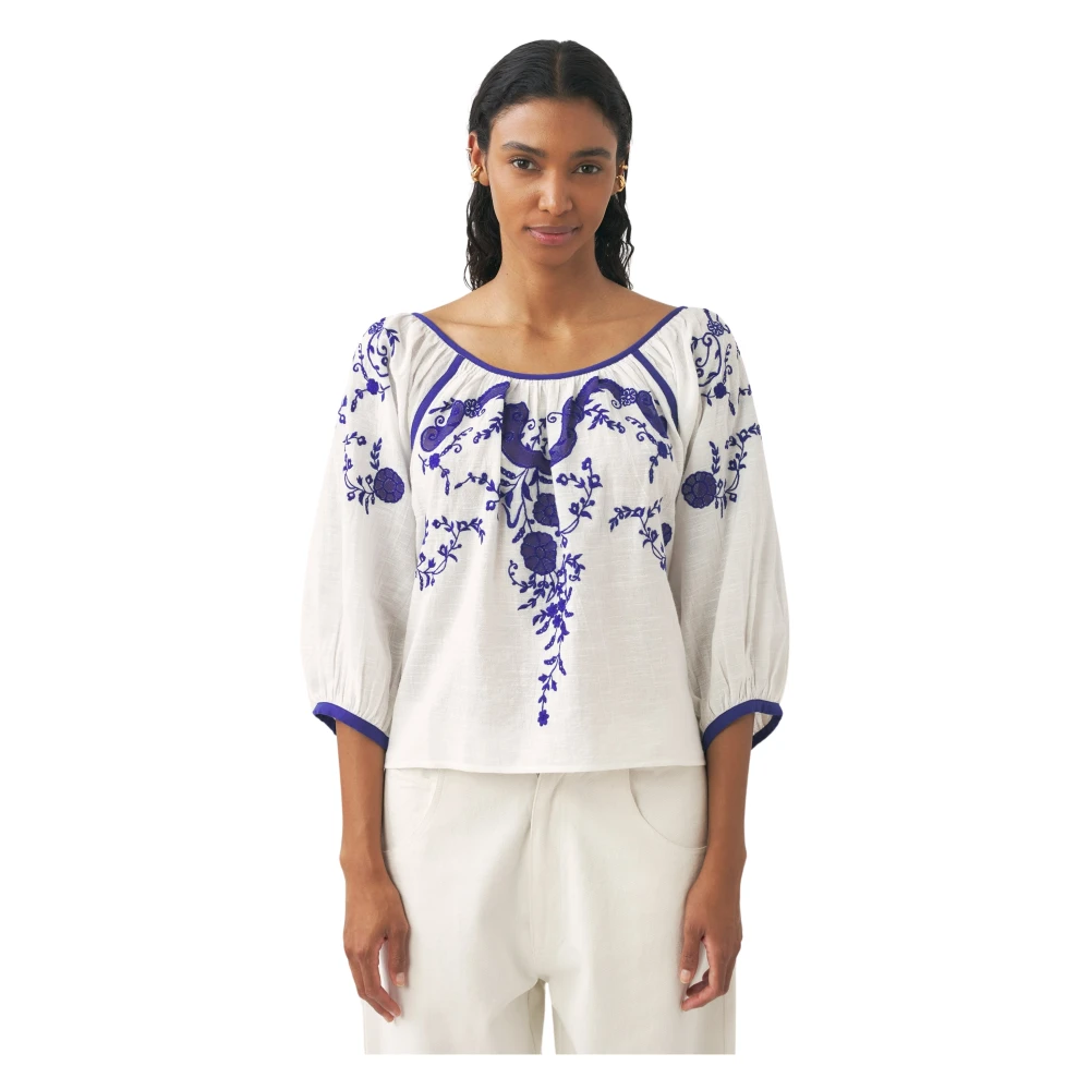 Antik batik Geborduurde blouse Victoria White Dames