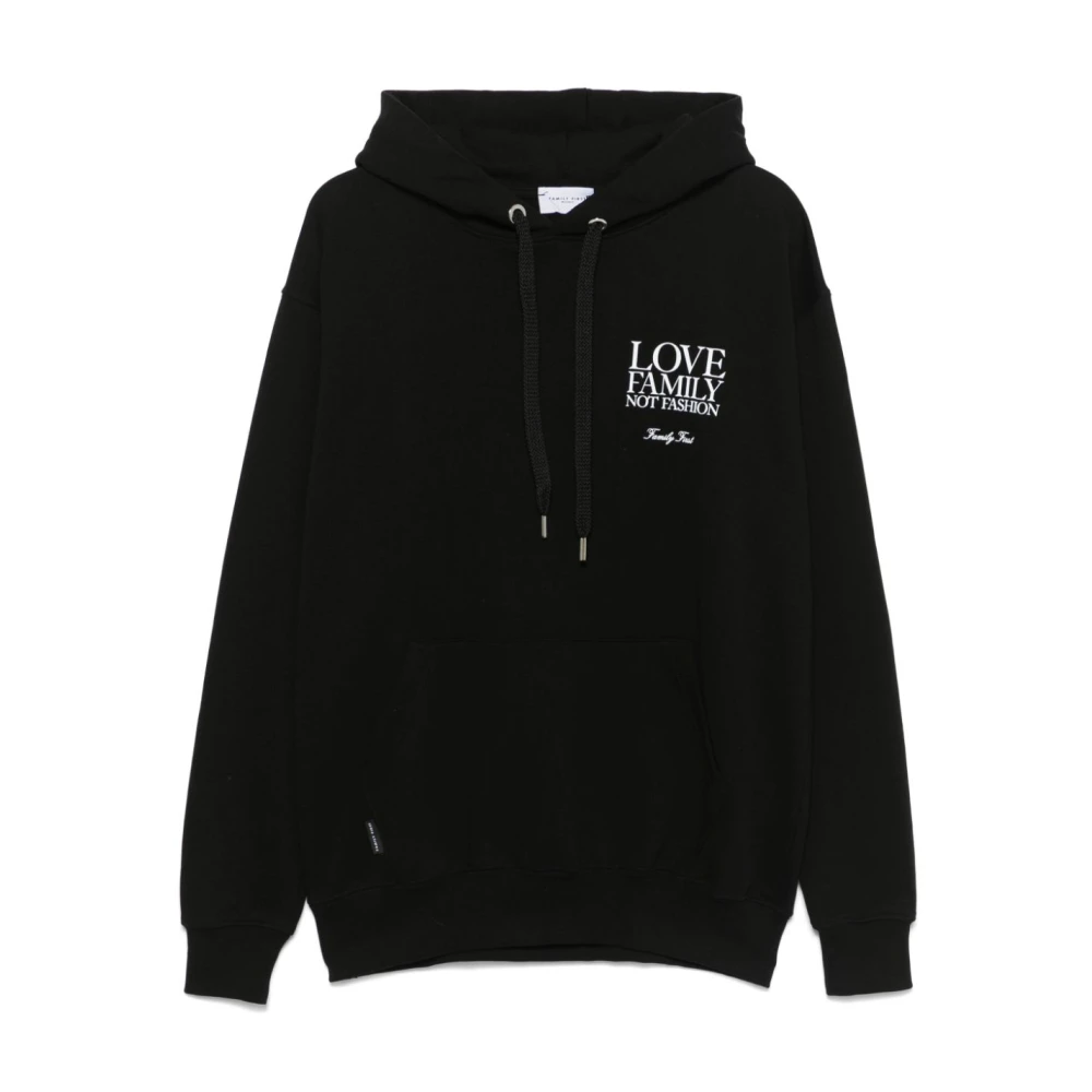 Family First Zwarte hoodie met logoprint Black Heren