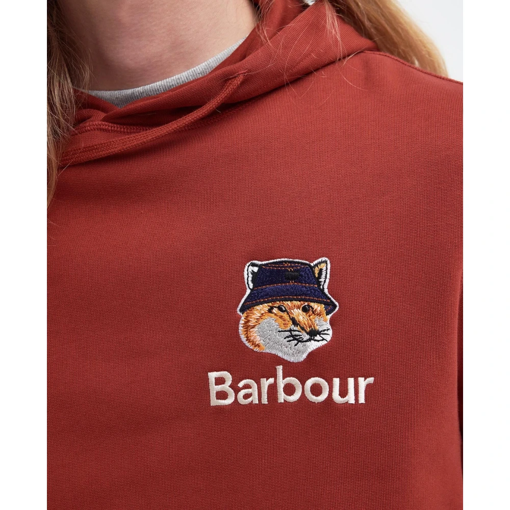 Barbour Fox Head Hoodie Sweatshirt Red Heren