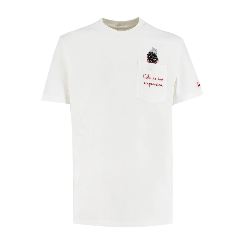 MC2 Saint Barth Wit Katoenen T-shirt met Rode Borduursels White Heren