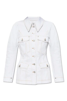 Vit Jacka Chic Stil
