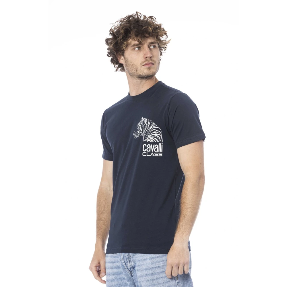 Cavalli Class Korte Mouw Logo Print T-shirt Blue Heren