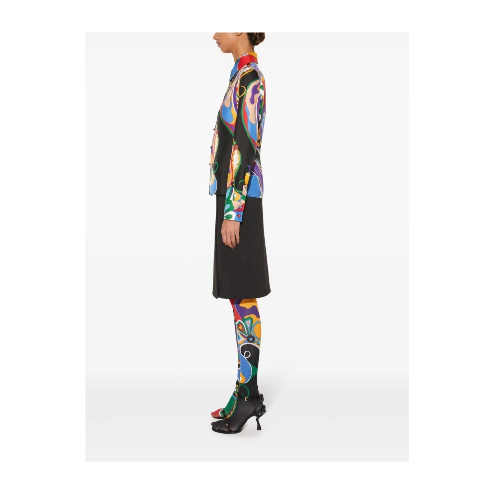 EMILIO PUCCI Grafische Print Zijden Overhemd Paars Multicolor Dames