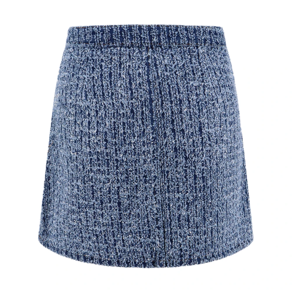 Self Portrait Denim Effect Katoenmix Rok Blue Dames